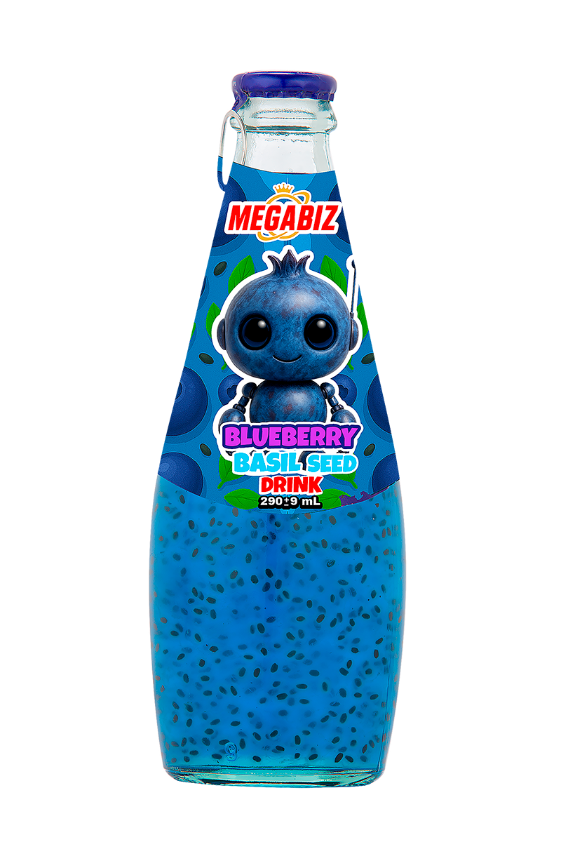 آبمیوه تخم ریحان طعم بلوبری