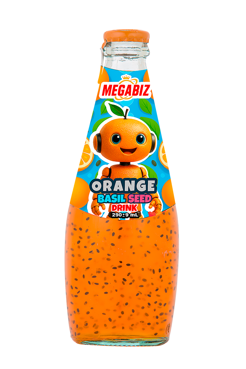 نوشیدنی تخم ریحان طعم پرتقال