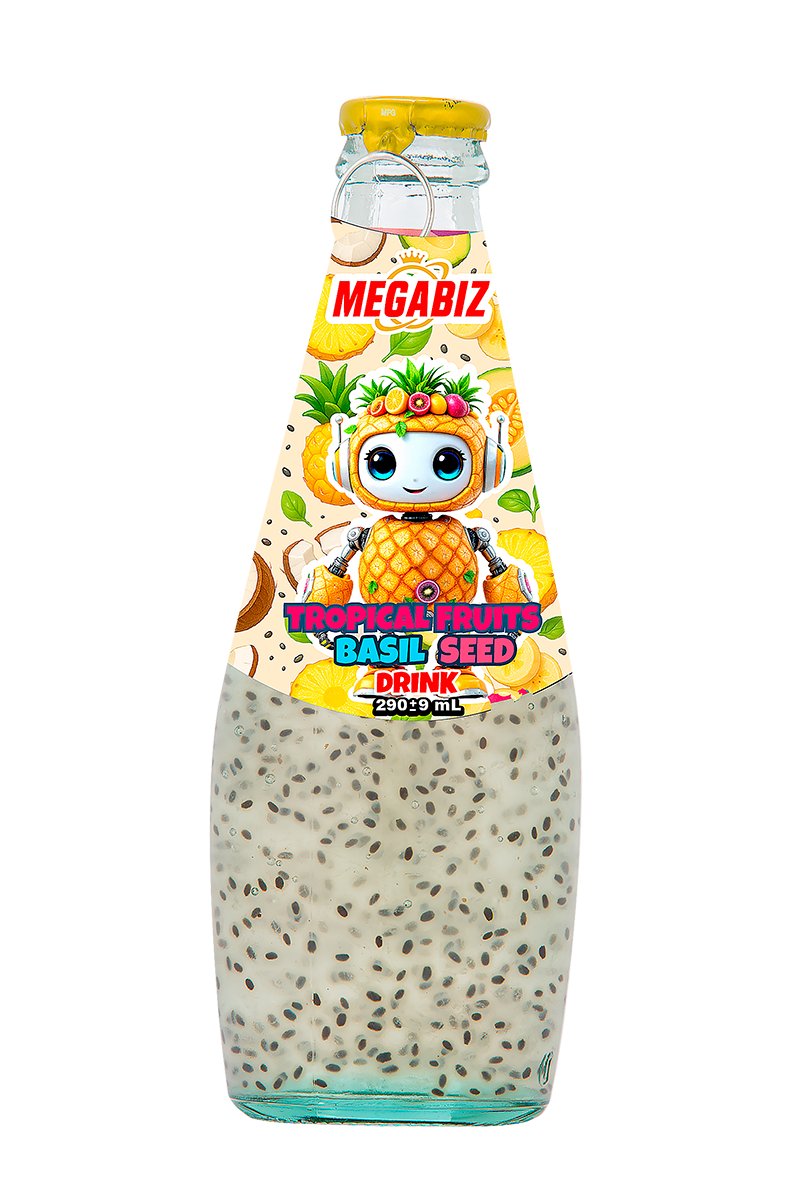 نوشیدنی تخم ریحان میوهای استوایی