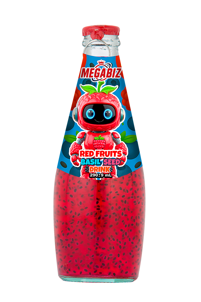 نوشیدنی تخم ریحان طعم میوه های قرمز